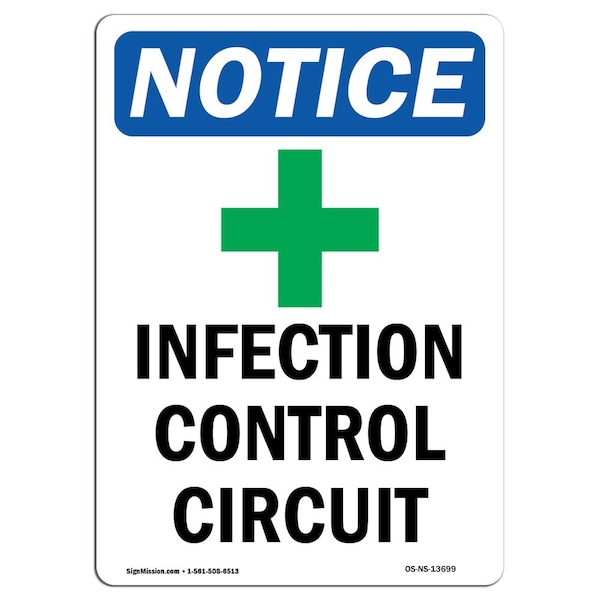 Safety Sign, OSHA Notice, 5" Height, Infection Control Kit Sign With Symbol, Portrait, 10PK